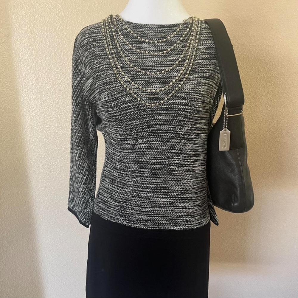 LOFT Black and White Knit Dress